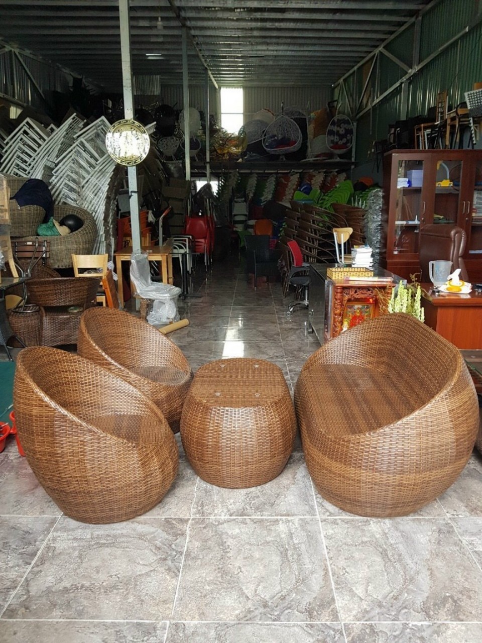 Thanh Lý Bộ Bàn Ghế Sofa Trứng Đan Dây Dẹp Form Tiêu Chuẩn