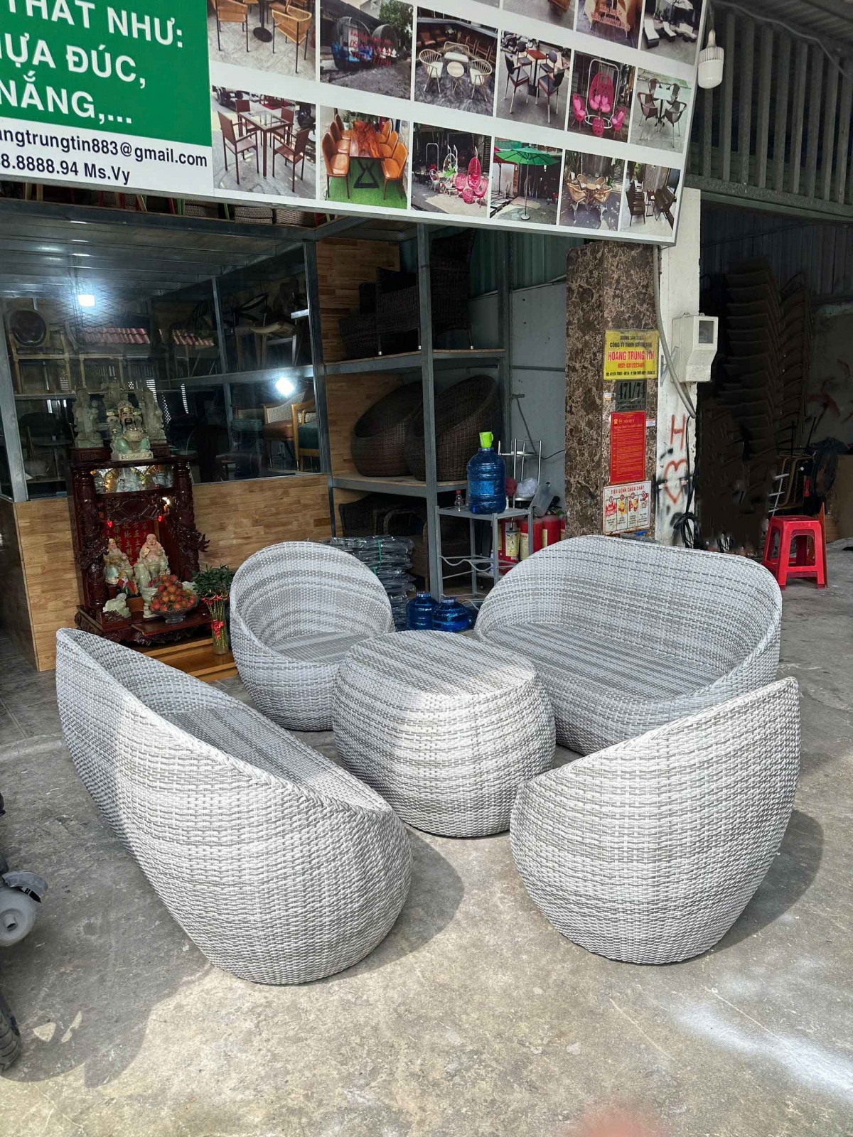Thanh Lý Bộ Bàn Ghế Sofa Trứng Đan Dây Dẹp Form Tiêu Chuẩn