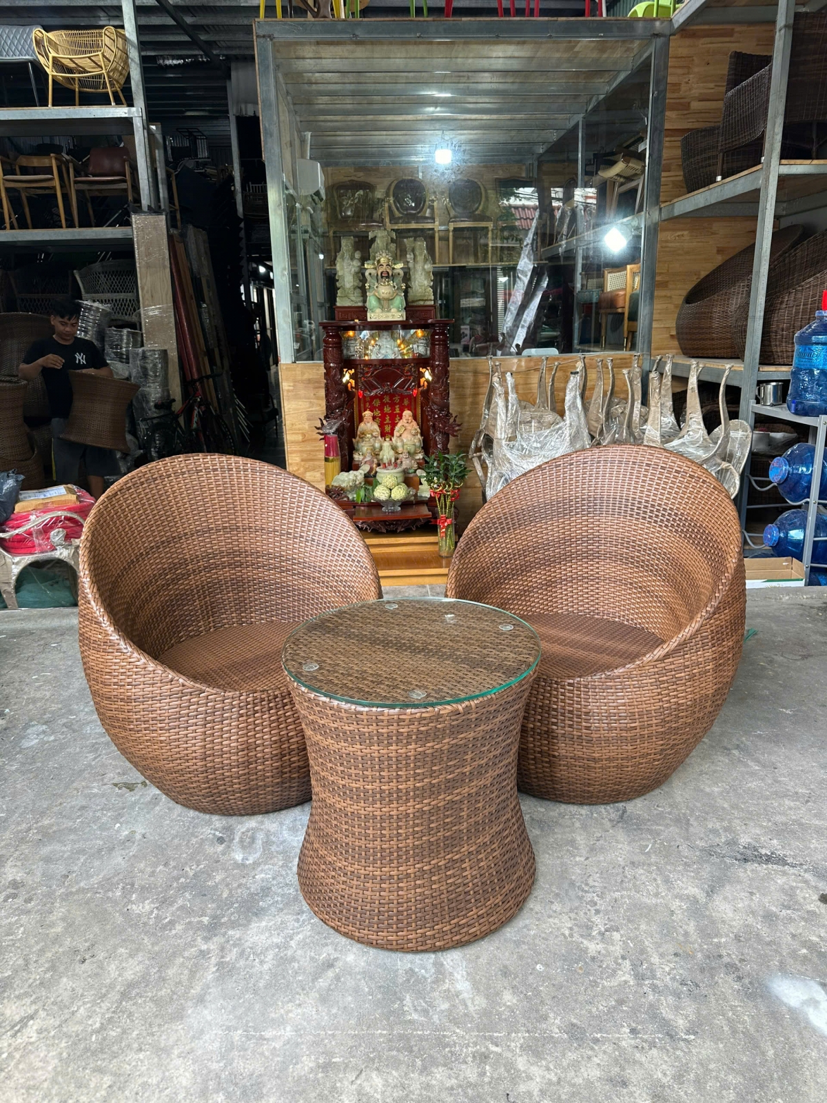 Thanh Lý Bộ Bàn Ghế Sofa Trứng Đan Dây Dẹp Form Tiêu Chuẩn